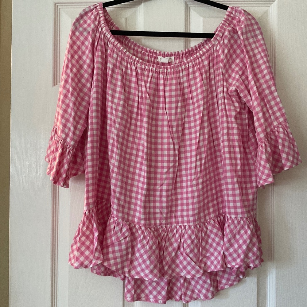 Beach Lunch Lounge Pink and White Top in XL